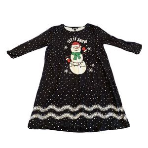 Let It Snow Christmas Holiday Snowman Dress Womens Size Medium Dress Works